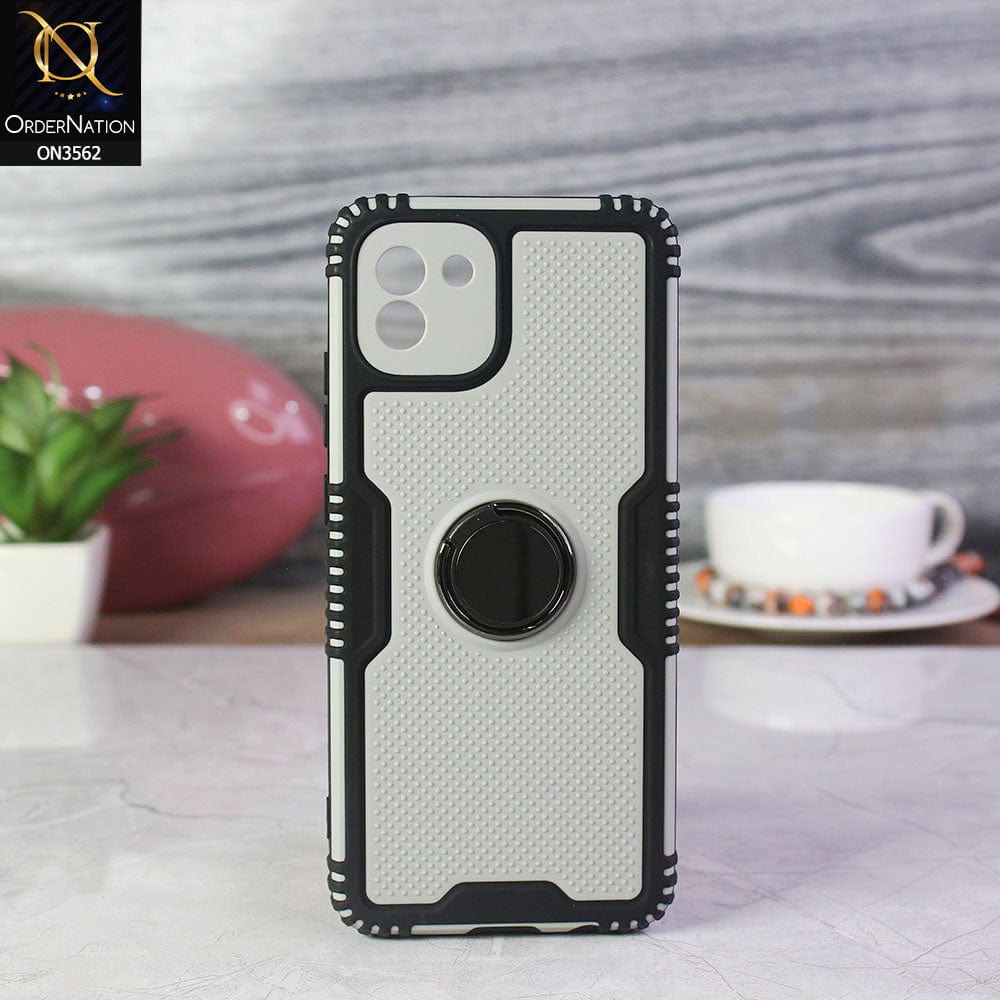 Samsung Galaxy A03 Cover - Black - Shockproff Dotted Hybrid Soft Case with Ring Holder