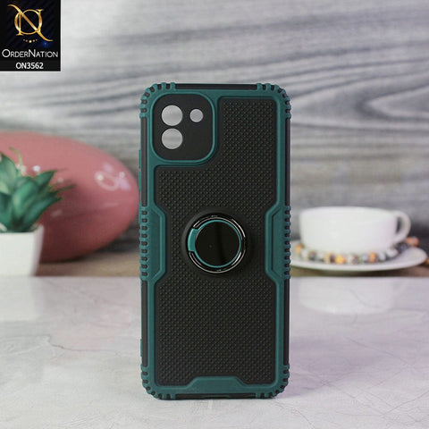 Samsung Galaxy A03 Cover - Green - Shockproff Dotted Hybrid Soft Case with Ring Holder