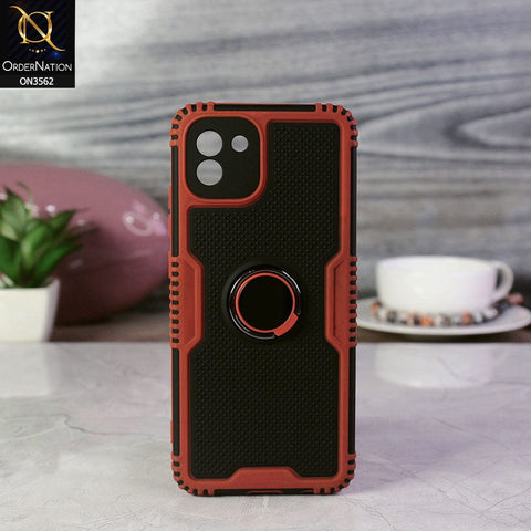 Samsung Galaxy A03 Cover - Red - Shockproff Dotted Hybrid Soft Case with Ring Holder