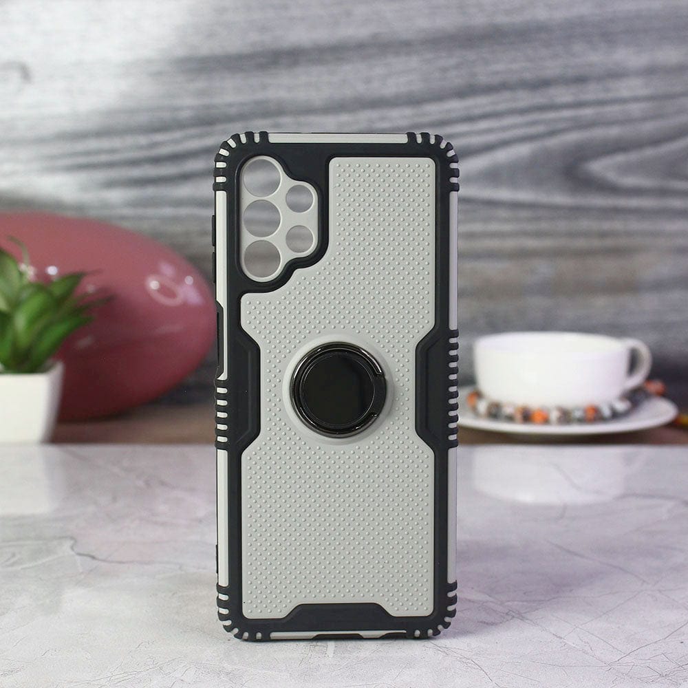 Samsung Galaxy A13 Cover - Black - Shockproff Dotted Hybrid Soft Case with Ring Holder