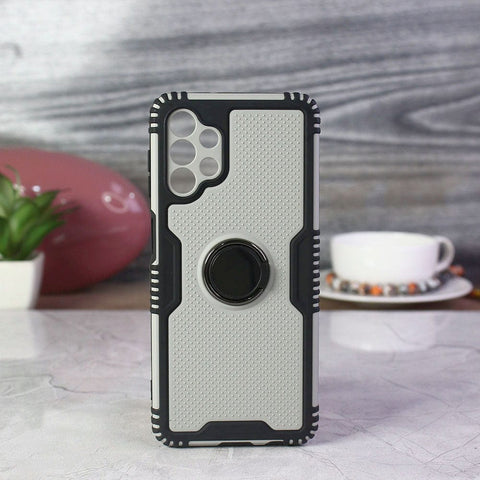 Samsung Galaxy A13 Cover - Black - Shockproff Dotted Hybrid Soft Case with Ring Holder
