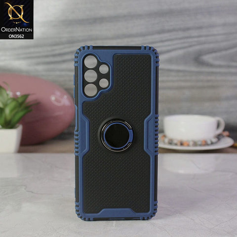 Samsung Galaxy A13 Cover - Blue - Shockproff Dotted Hybrid Soft Case with Ring Holder