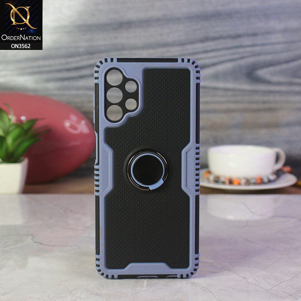 Samsung Galaxy A13 Cover - Cyan - Shockproff Dotted Hybrid Soft Case with Ring Holder