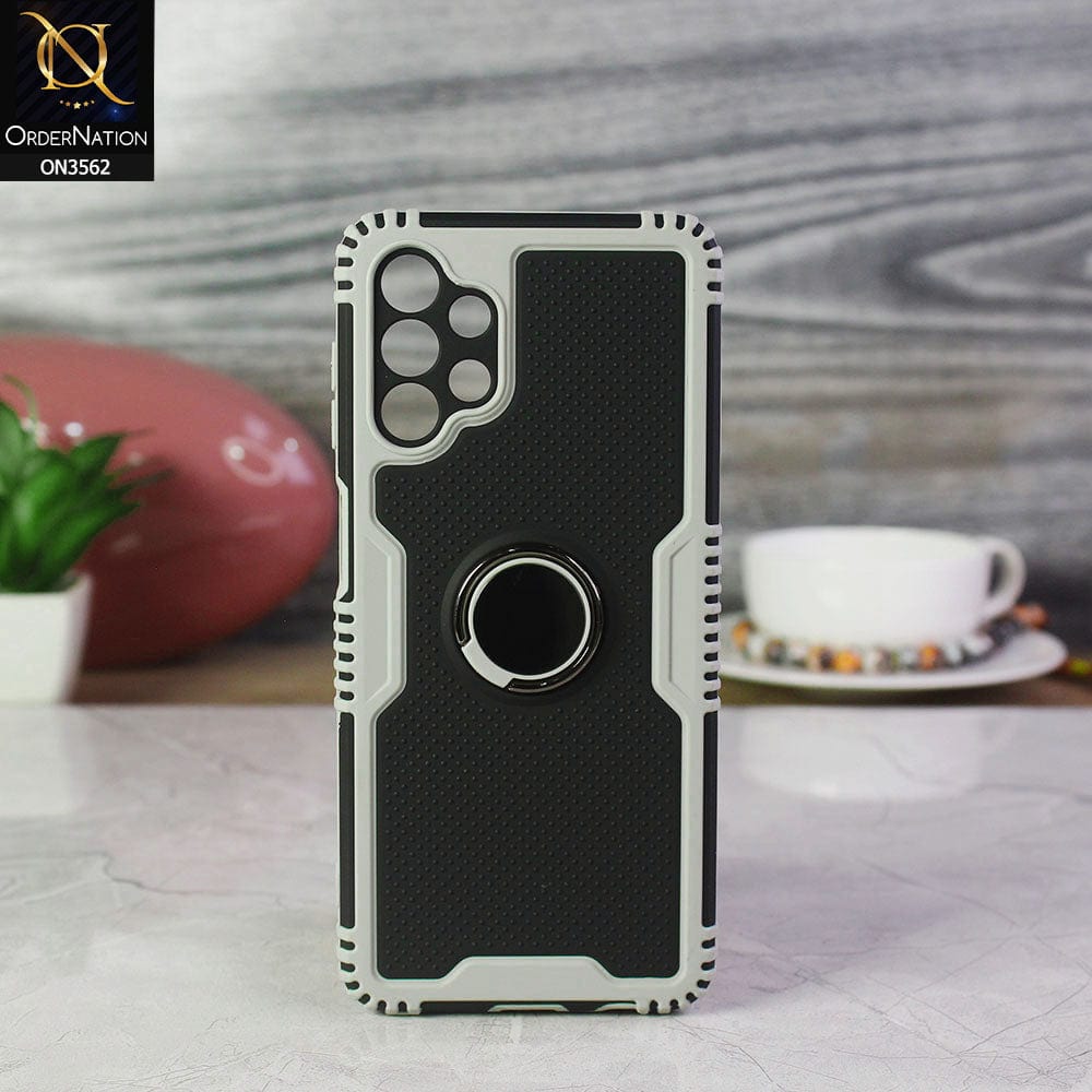 Samsung Galaxy A13 Cover - Light gray - Shockproff Dotted Hybrid Soft Case with Ring Holder