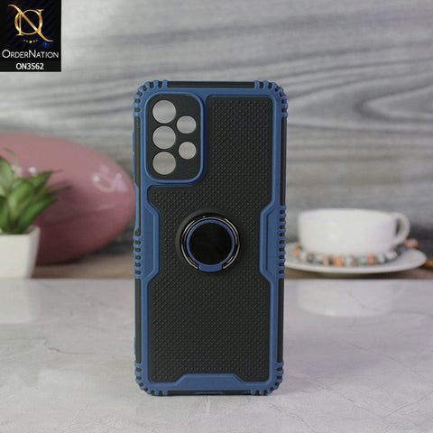Samsung Galaxy A23 5G Cover - Blue - Shockproff Dotted Hybrid Soft Case with Ring Holder