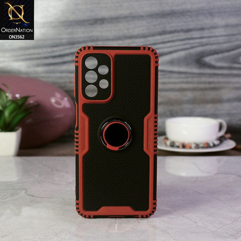 Samsung Galaxy A23 Cover - Red - Shockproff Dotted Hybrid Soft Case with Ring Holder