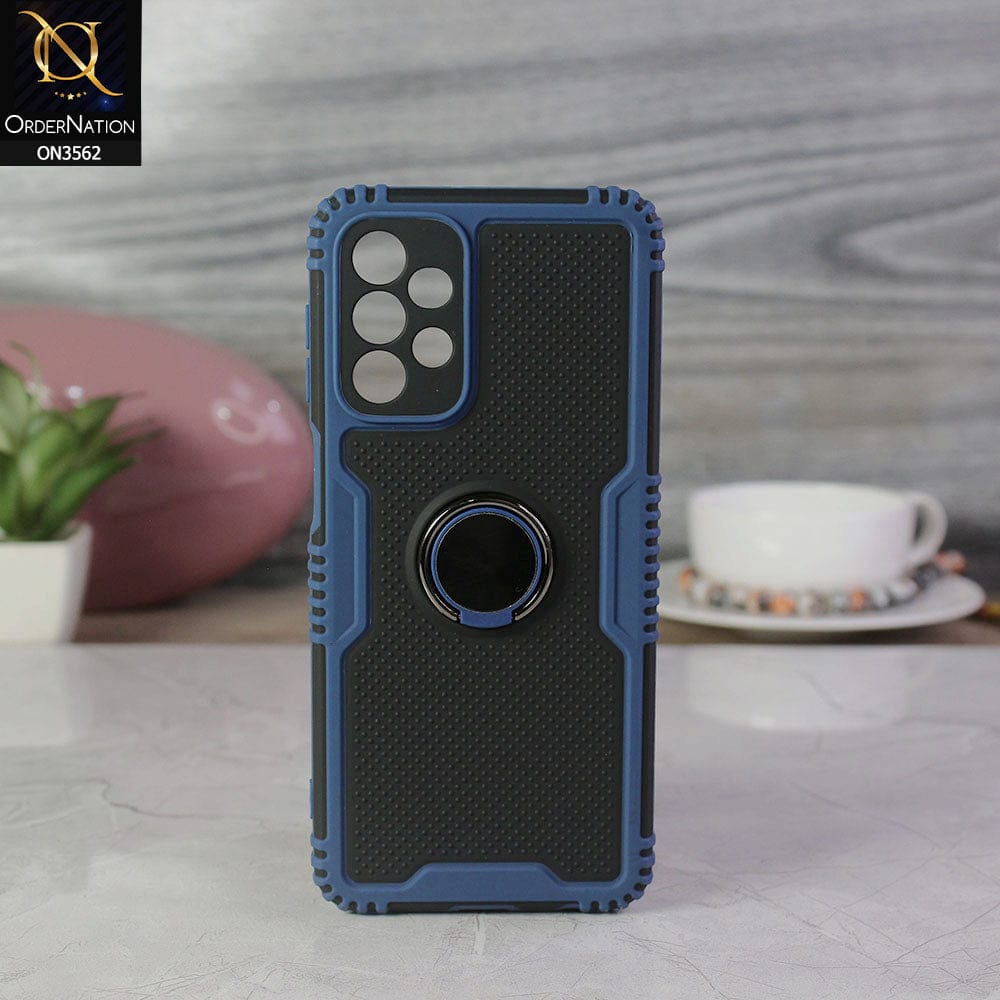 Samsung Galaxy A53 5G Cover - Blue - Shockproff Dotted Hybrid Soft Case with Ring Holder