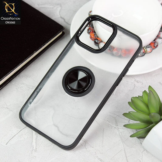 iPhone 13 Pro Max Cover - Black - Shiny Electroplated Camera Ring Back Shell Soft Borders Case With Ring Holder Stand