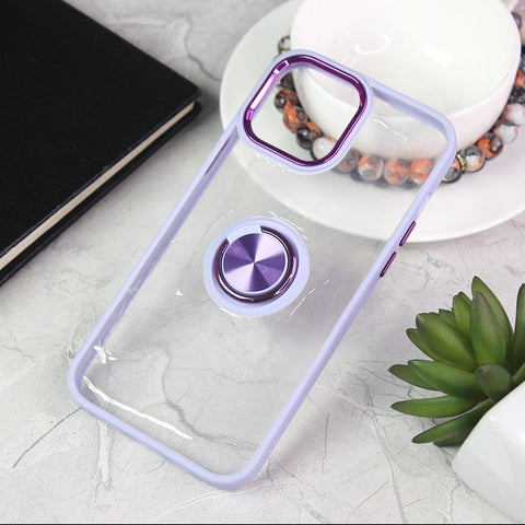 iPhone 13 Pro Max Cover - Purple - Shiny Electroplated Camera Ring Back Shell Soft Borders Case With Ring Holder Stand