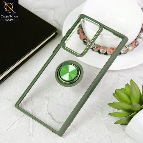 Samsung Galaxy S22 Ultra 5G Cover - Green - Shiny Electroplated Camera Ring Back Shell Soft Borders Case With Ring Holder Stand
