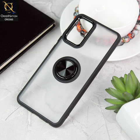 Samsung Galaxy A13 Cover - Black - Shiny Electroplated Camera Ring Back Shell Soft Borders Case With Ring Holder Stand