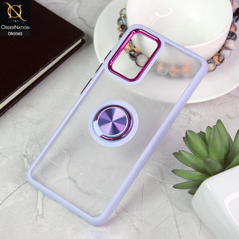 Samsung Galaxy A13 Cover - Purple - Shiny Electroplated Camera Ring Back Shell Soft Borders Case With Ring Holder Stand