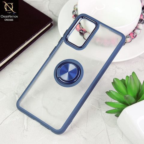 Samsung Galaxy A32 Cover - Blue - Shiny Electroplated Camera Ring Back Shell Soft Borders Case With Ring Holder Stand