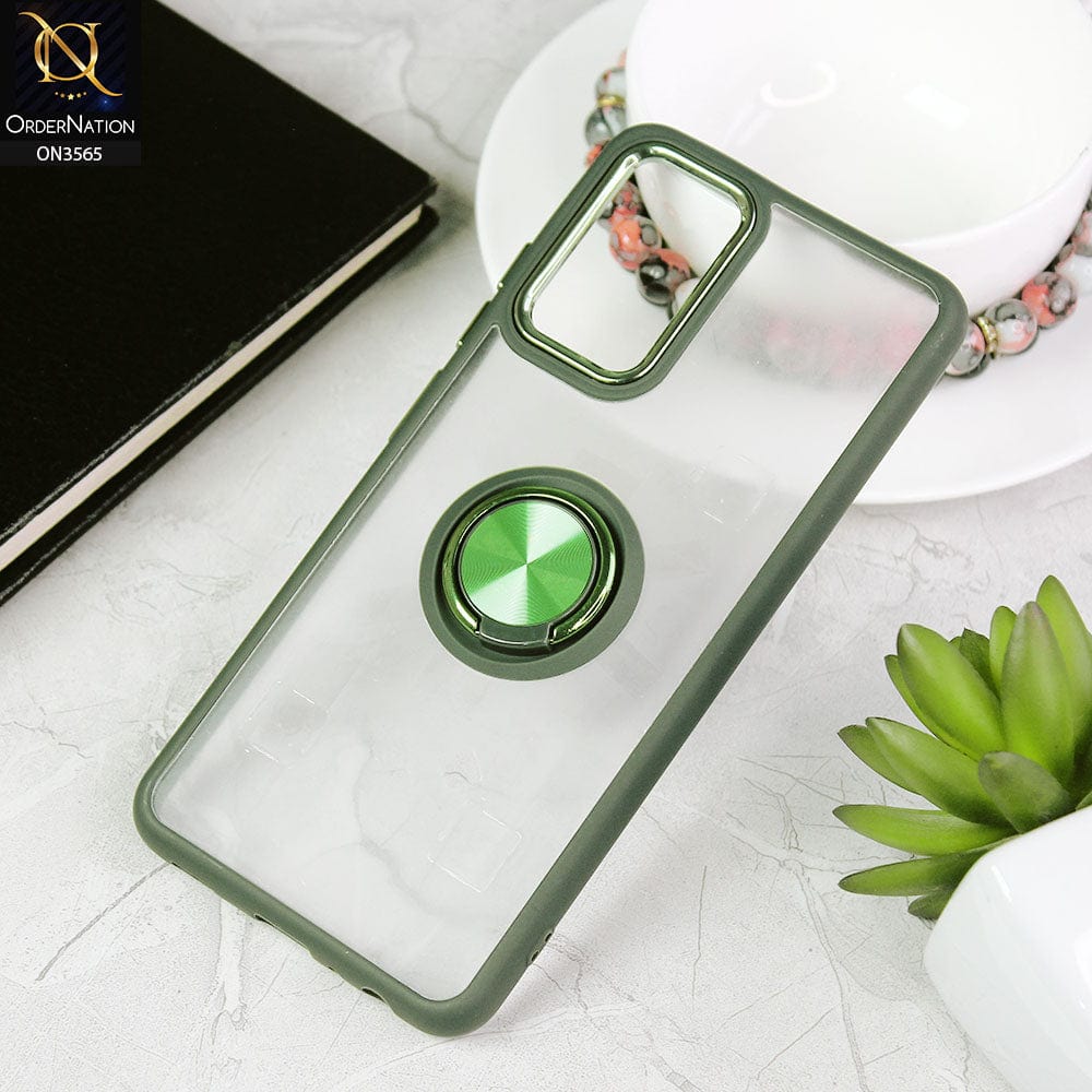Samsung Galaxy A32 Cover - Green - Shiny Electroplated Camera Ring Back Shell Soft Borders Case With Ring Holder Stand