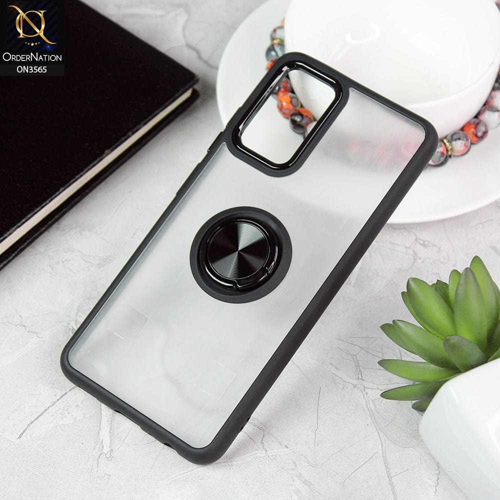 Samsung Galaxy A53 5G Cover - Black - Shiny Electroplated Camera Ring Back Shell Soft Borders Case With Ring Holder Stand
