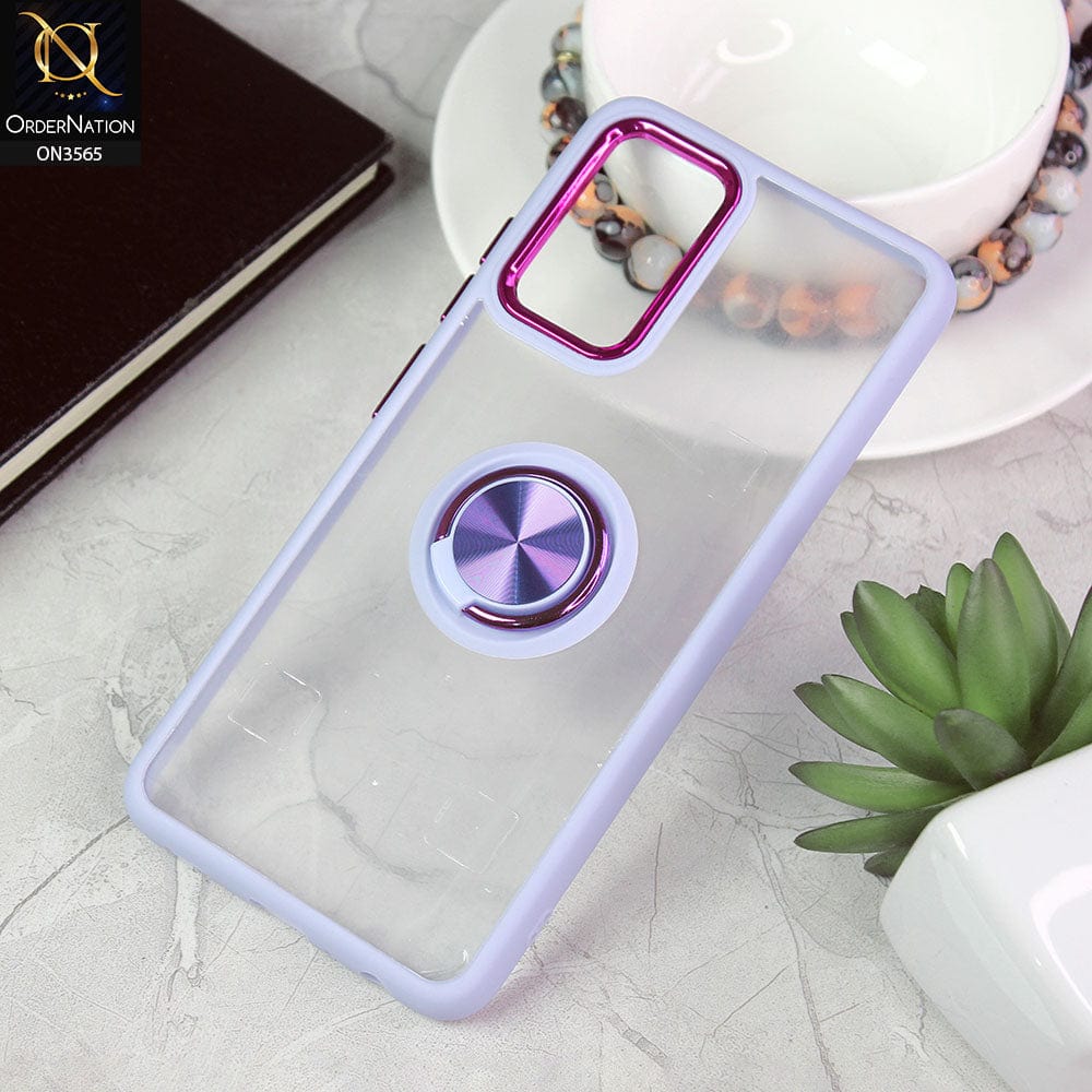 Samsung Galaxy A53 5G Cover - Purple - Shiny Electroplated Camera Ring Back Shell Soft Borders Case With Ring Holder Stand