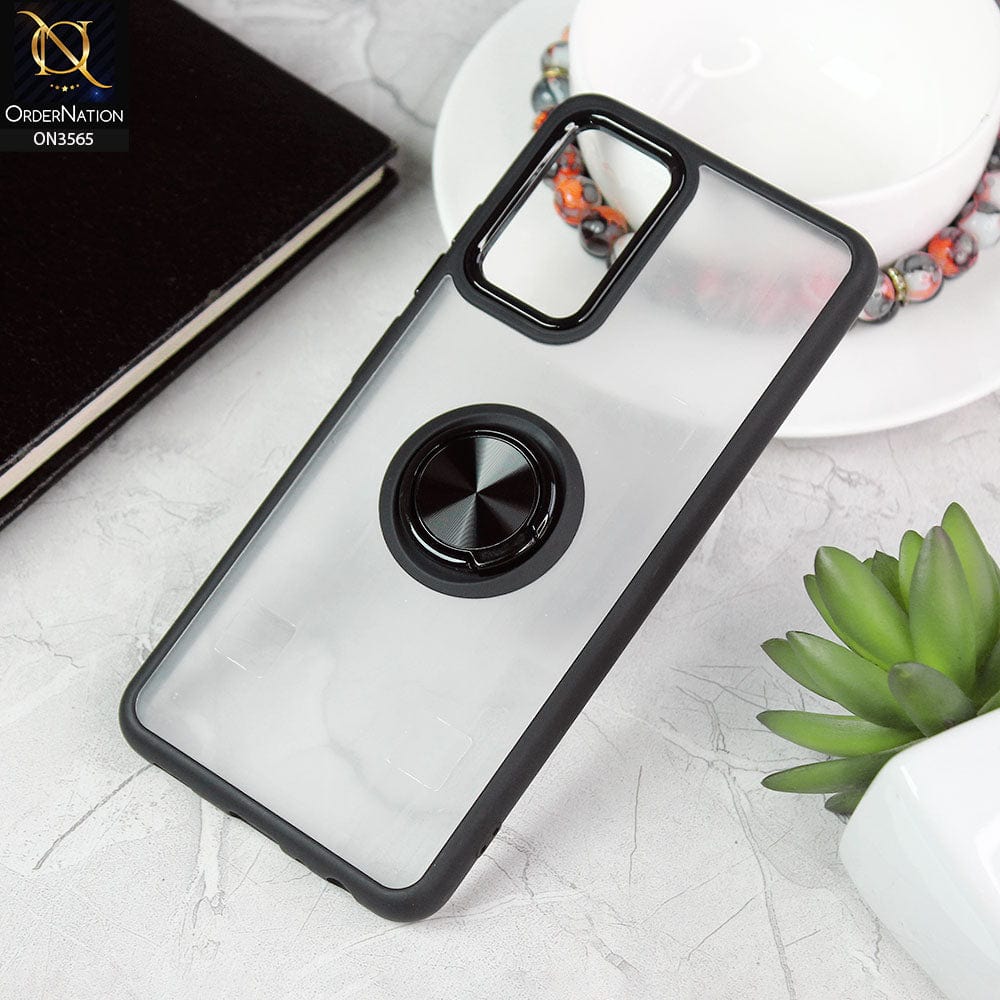 Samsung Galaxy A73 5G Cover - Black - Shiny Electroplated Camera Ring Back Shell Soft Borders Case With Ring Holder Stand