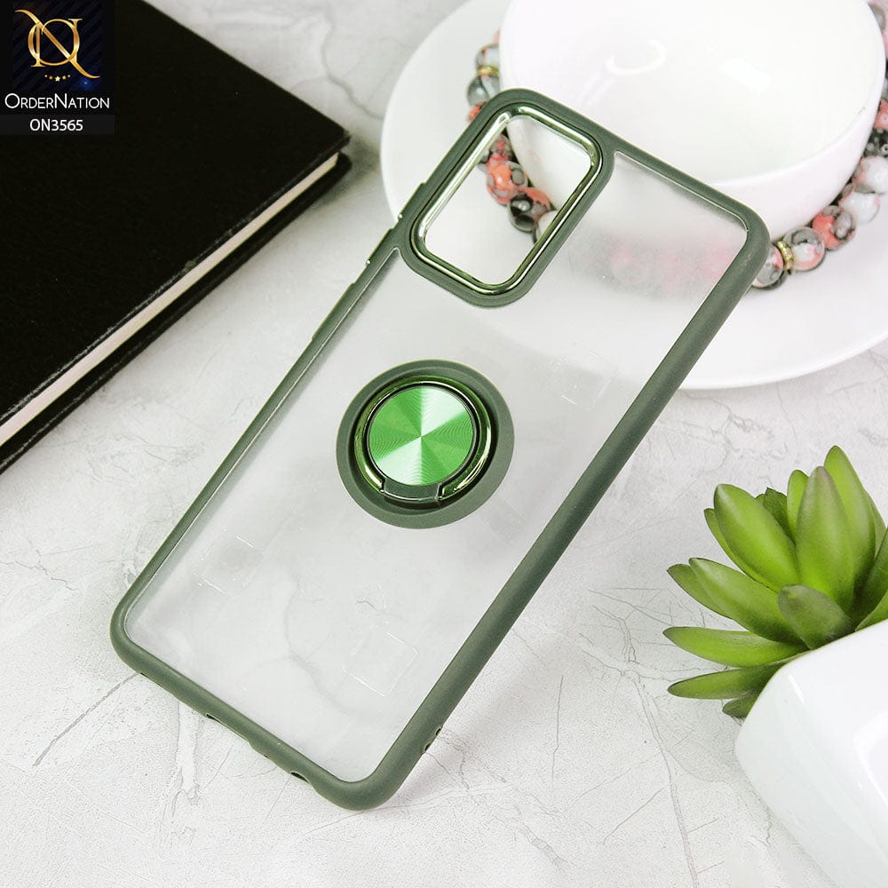 Samsung Galaxy A73 5G Cover - Green - Shiny Electroplated Camera Ring Back Shell Soft Borders Case With Ring Holder Stand