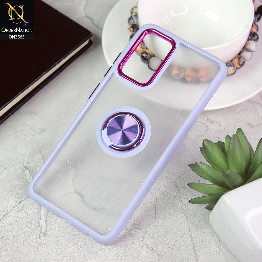Samsung Galaxy A73 5G Cover - Purple - Shiny Electroplated Camera Ring Back Shell Soft Borders Case With Ring Holder Stand