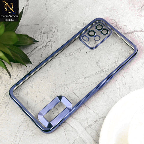 Oppo A16 Cover  - Sierra Blue - Electroplating Borders Logo Hole Camera Lens Protection Soft Silicone Case