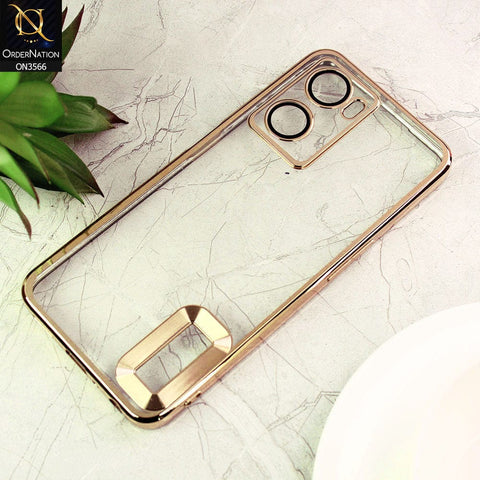 Oppo A77s Cover  - Golden - Electroplating Borders Logo Hole Camera Lens Protection Soft Silicone Case