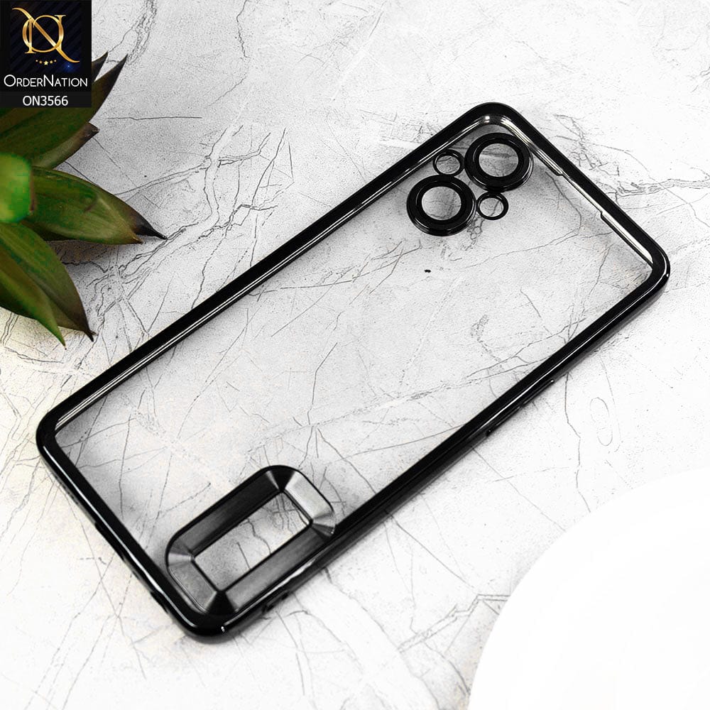 Oppo F21 Pro 5G Cover  - Black - Electroplating Borders Logo Hole Camera Lens Protection Soft Silicone Case
