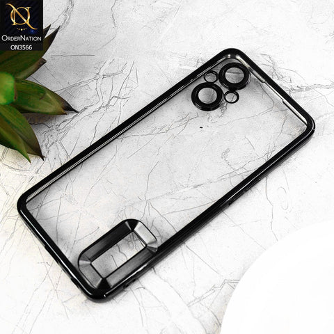 Oppo F21 Pro 5G Cover  - Black - Electroplating Borders Logo Hole Camera Lens Protection Soft Silicone Case