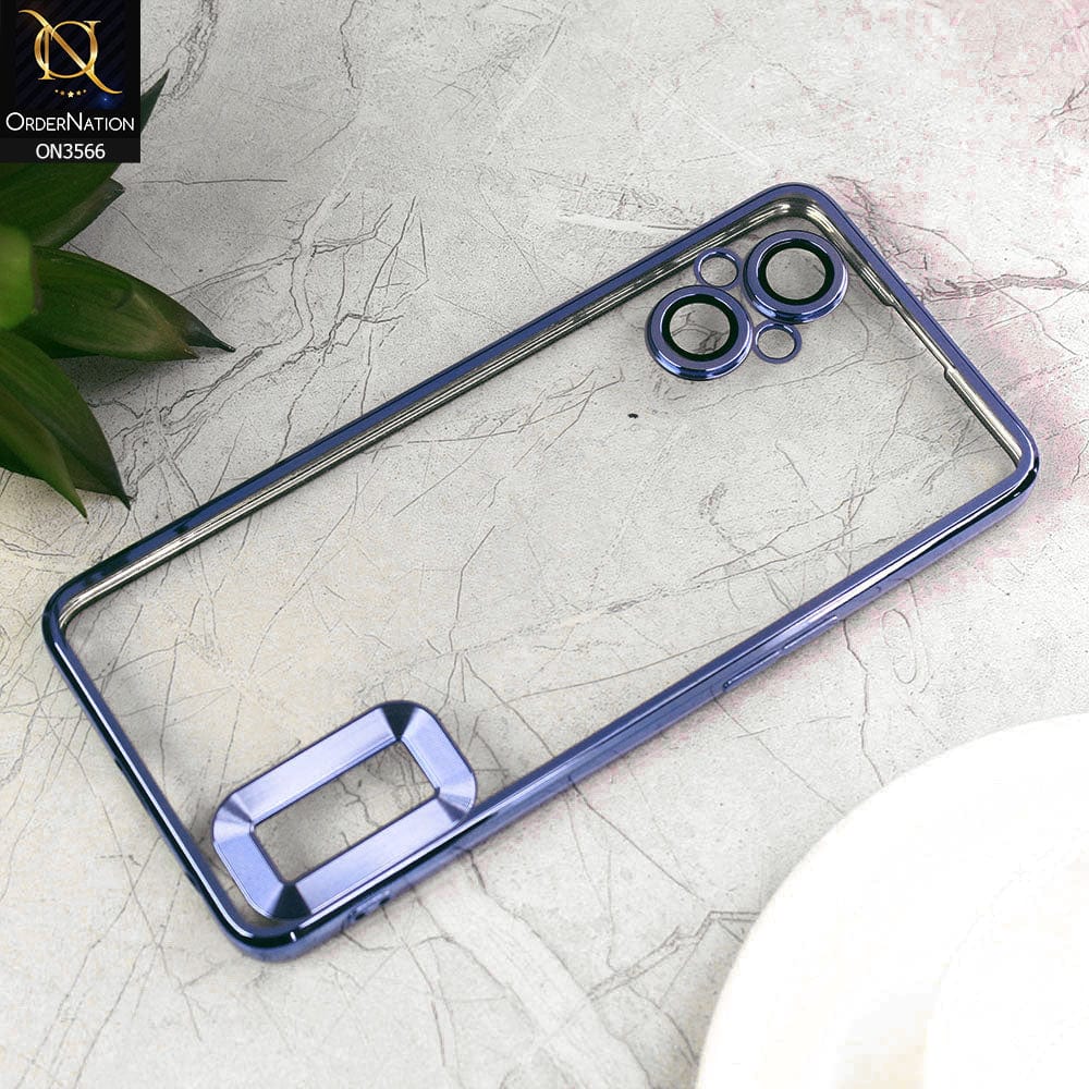 Oppo Reno 7Z 5G Cover  - Sierra Blue - Electroplating Borders Logo Hole Camera Lens Protection Soft Silicone Case