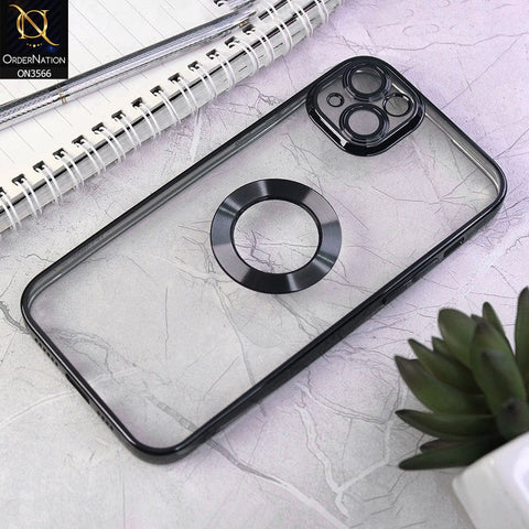 iPhone 14 Plus Cover - Black - Electroplating Borders Logo Hole Camera Lens Protection Soft Silicone Case
