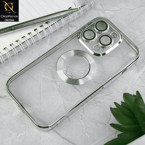 iPhone 14 Pro Cover - Silver - Electroplating Borders Logo Hole Camera Lens Protection Soft Silicone Case