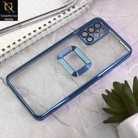 OnePlus 9R Cover - Blue - Electroplating Borders Logo Hole Camera Lens Protection Soft Silicone Case
