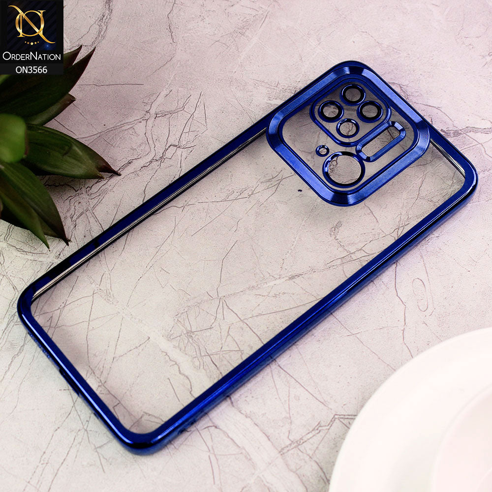 Xiaomi Redmi 10C Cover - Dark Blue - Electroplating Borders Logo Hole Camera Lens Protection Soft Silicone Case