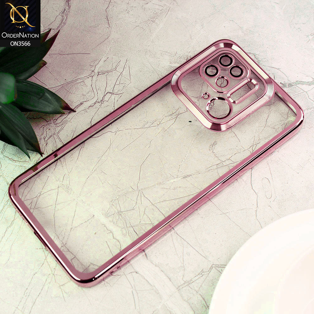 Xiaomi Redmi 10C Cover  - Rose Gold - Electroplating Borders Logo Hole Camera Lens Protection Soft Silicone Case