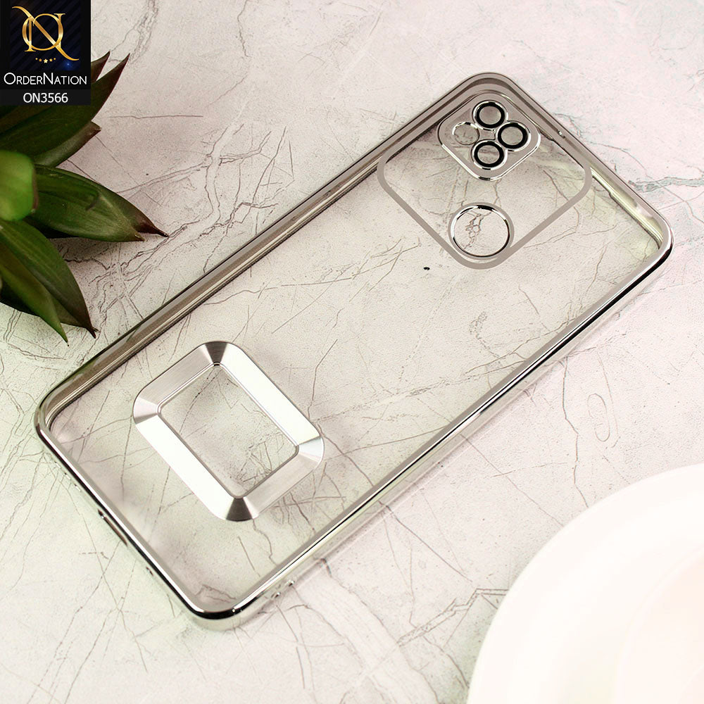 Xiaomi Redmi 10A Cover  - Silver - Electroplating Borders Logo Hole Camera Lens Protection Soft Silicone Case