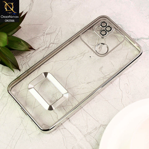 Xiaomi Redmi 10A Cover  - Silver - Electroplating Borders Logo Hole Camera Lens Protection Soft Silicone Case