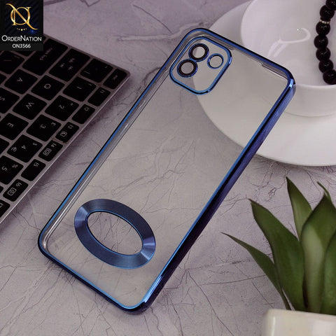 Samsung Galaxy A03 Cover - Blue - Electroplating Borders Logo Hole Camera Lens Protection Soft Silicone Case