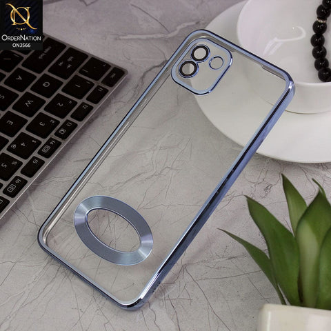 Samsung Galaxy A03 Cover - Sierra Blue - Electroplating Borders Logo Hole Camera Lens Protection Soft Silicone Case