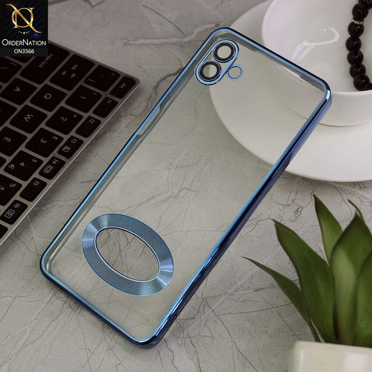 Samsung Galaxy A04 Cover - Blue - Electroplating Borders Logo Hole Camera Lens Protection Soft Silicone Case