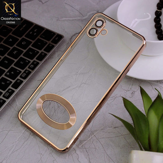 Samsung Galaxy A04 Cover - Golden - Electroplating Borders Logo Hole Camera Lens Protection Soft Silicone Case