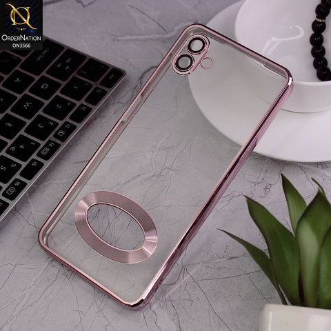 Samsung Galaxy A04 Cover - Rose Gold - Electroplating Borders Logo Hole Camera Lens Protection Soft Silicone Case