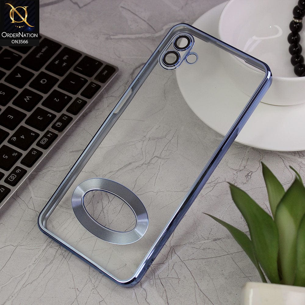 Samsung Galaxy M13 5G Cover - Sierra Blue - Electroplating Borders Logo Hole Camera Lens Protection Soft Silicone Case