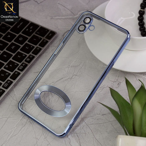Samsung Galaxy M13 5G Cover - Sierra Blue - Electroplating Borders Logo Hole Camera Lens Protection Soft Silicone Case