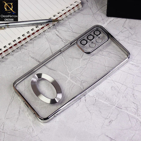 Samsung Galaxy A23 Cover - Silver - Electroplating Borders Logo Hole Camera Lens Protection Soft Silicone Case