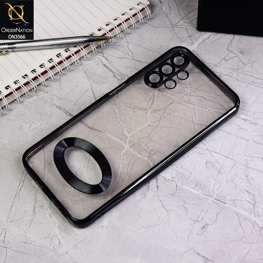 Samsung Galaxy A32 Cover - Black - Electroplating Borders Logo Hole Camera Lens Protection Soft Silicone Case