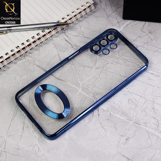 Samsung Galaxy A32 Cover - Blue - Electroplating Borders Logo Hole Camera Lens Protection Soft Silicone Case