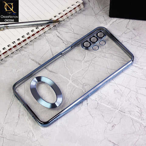 Samsung Galaxy A32 Cover - Sierra Blue - Electroplating Borders Logo Hole Camera Lens Protection Soft Silicone Case