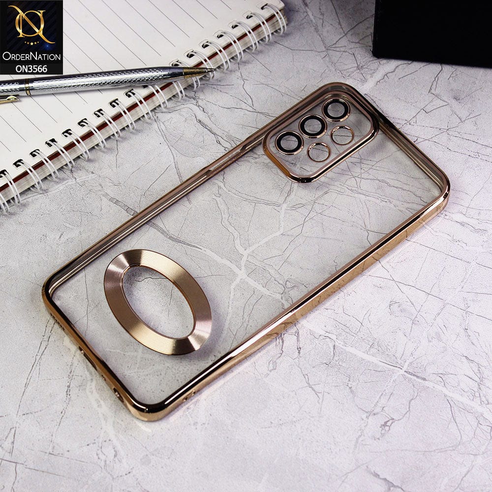 Samsung Galaxy A33 5G Cover - Golden - Electroplating Borders Logo Hole Camera Lens Protection Soft Silicone Case