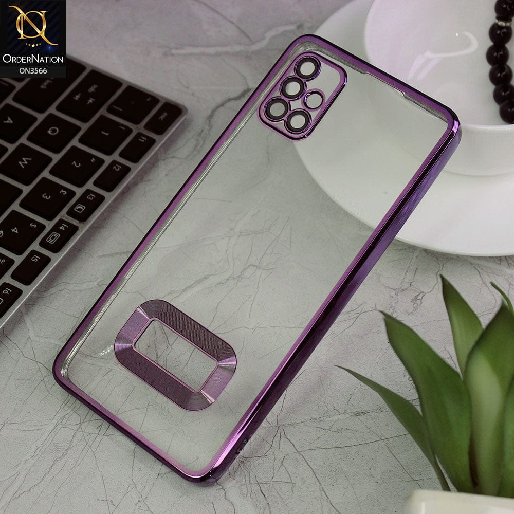 Samsung Galaxy A51 Cover - Purple - Electroplating Borders Logo Hole Camera Lens Protection Soft Silicone Case