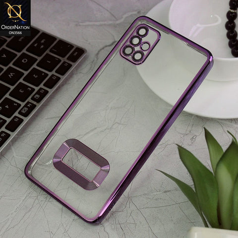 Samsung Galaxy A51 Cover - Purple - Electroplating Borders Logo Hole Camera Lens Protection Soft Silicone Case