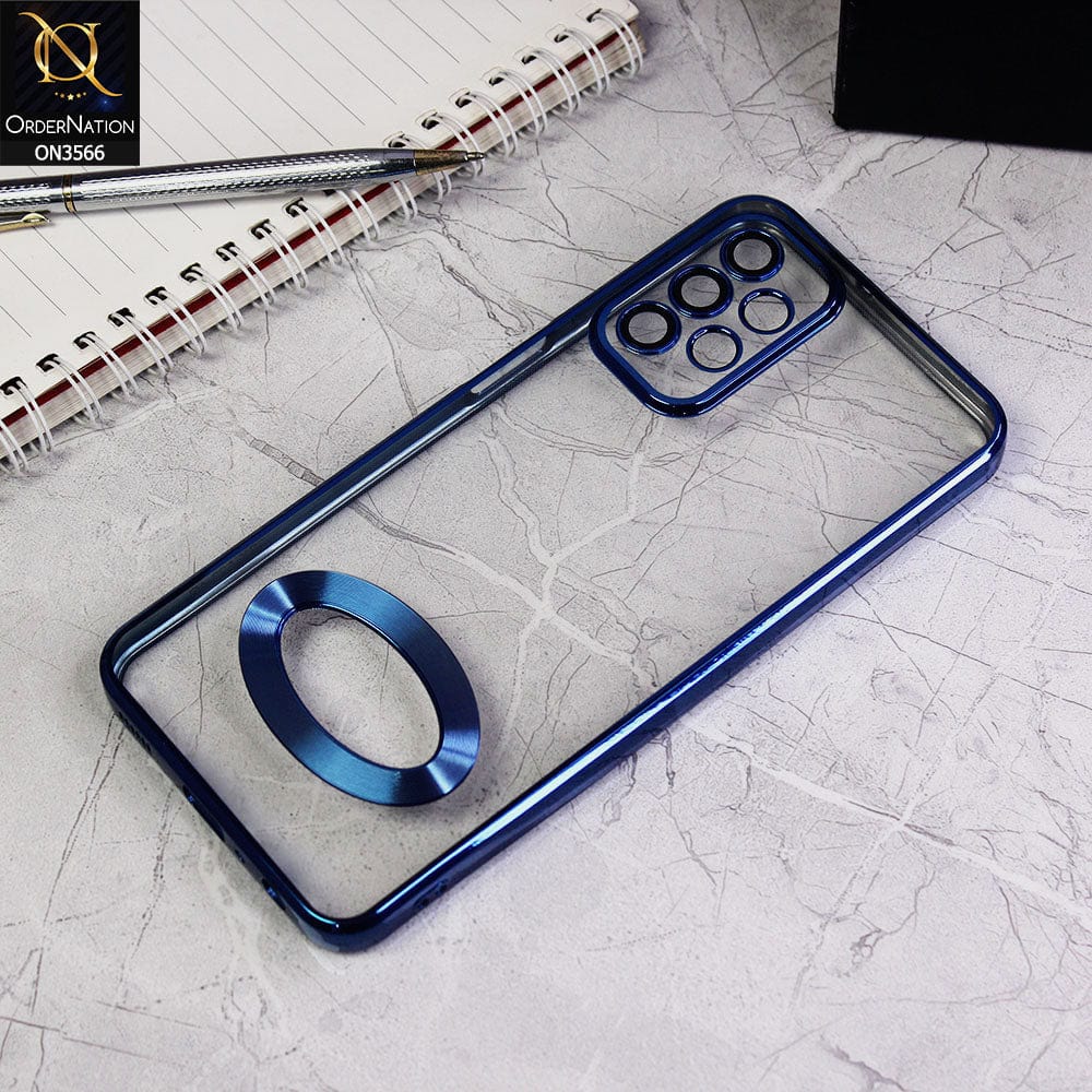 Samsung Galaxy A52s 5G Cover - Blue - Electroplating Borders Logo Hole Camera Lens Protection Soft Silicone Case